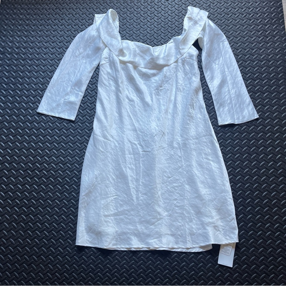 Abercrombie & Fitch White Off Shoulder Draped Neckline Dress XL Tall